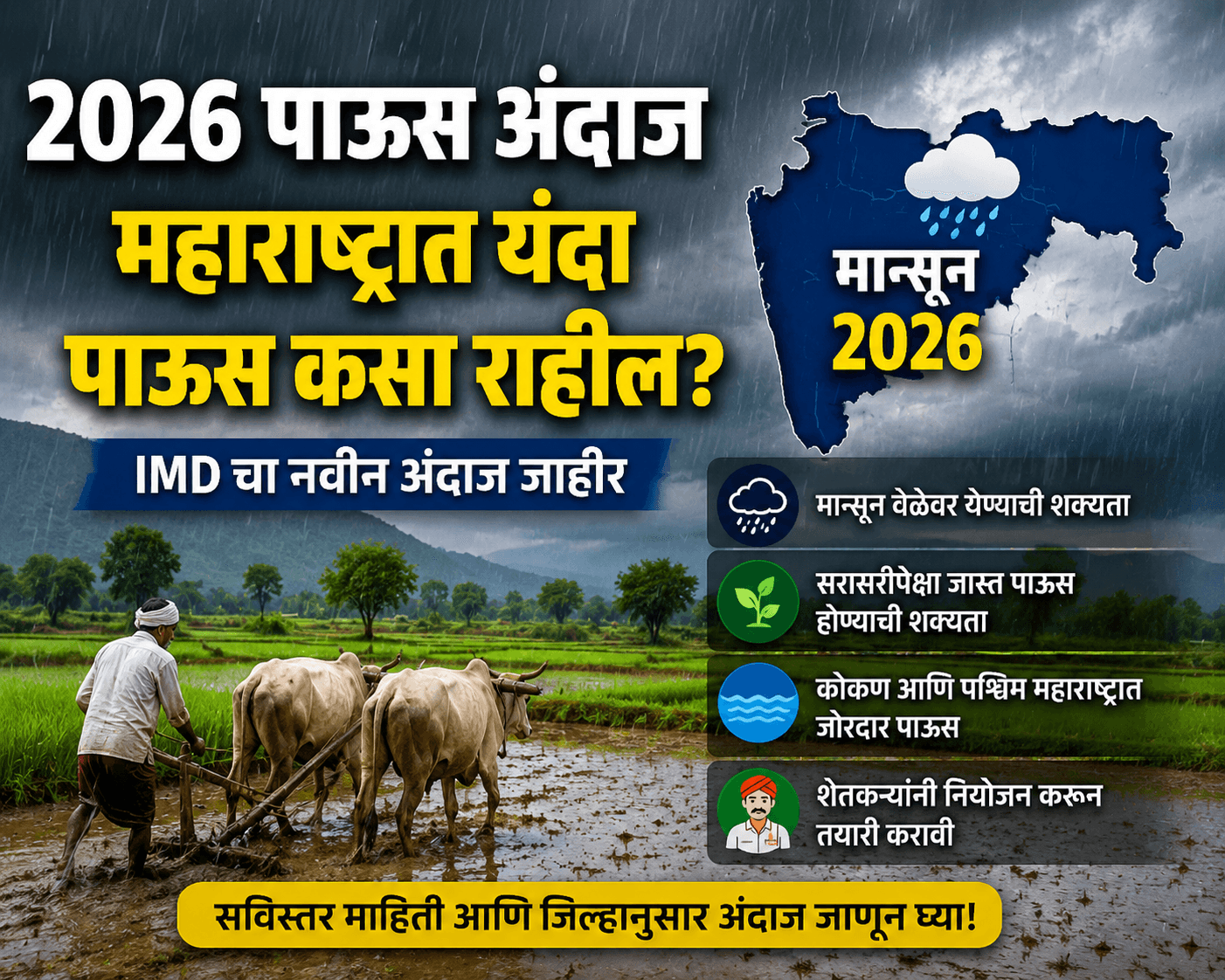 2026 पाऊस अंदाज महाराष्ट्र मान्सून अपडेट