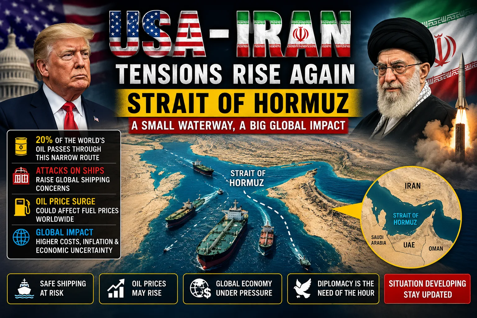 USA Iran tensions and Strait of Hormuz global oil and shipping crisis