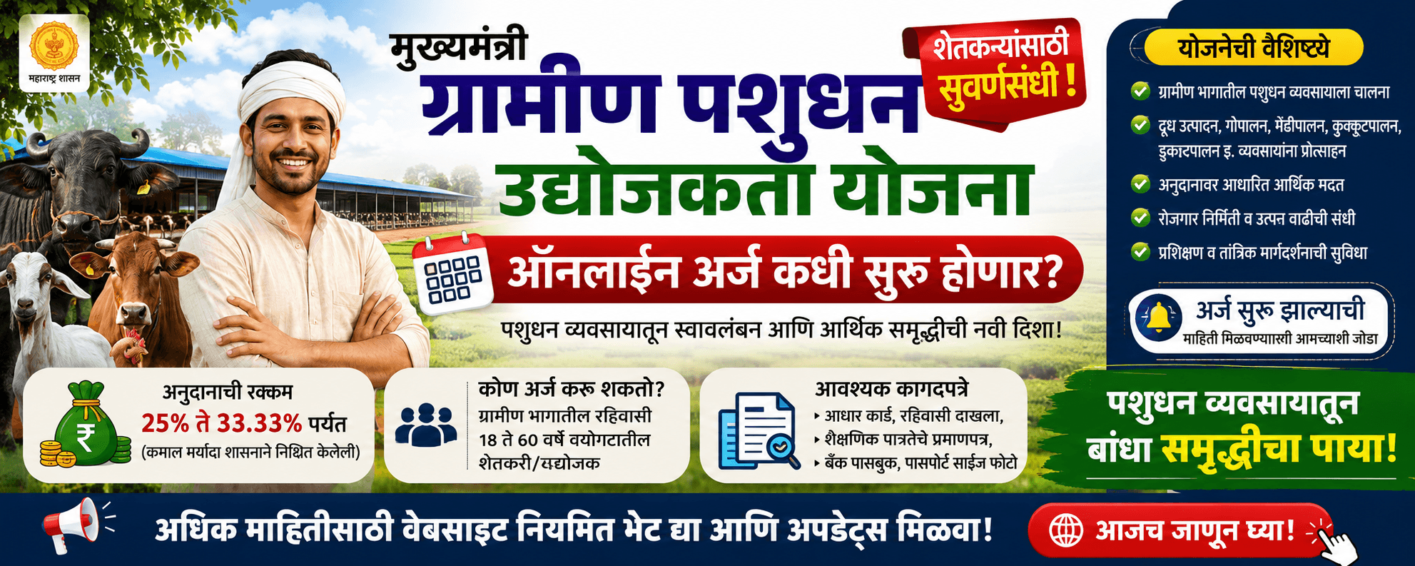 मुख्यमंत्री ग्रामीण पशुधन उद्योजकता योजना कागदपत्रे